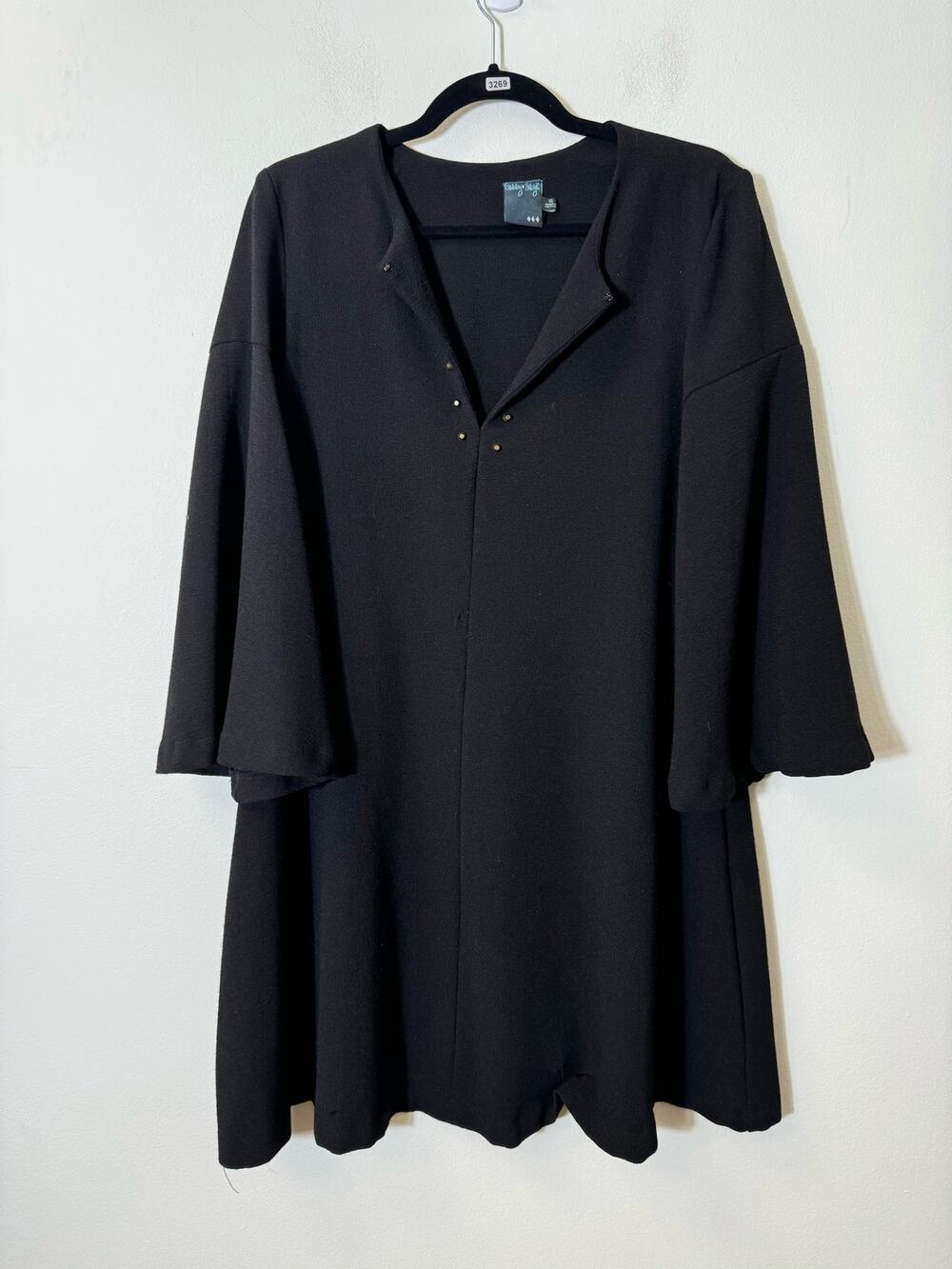 Gabby Skye Black 3/4 Bell Sleeve Knee Length A Line Dress Sz 12